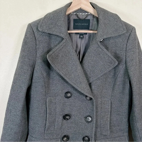 Banana Republic Melange Wool Double Breasted Pea  Coat - Picture 6 of 16